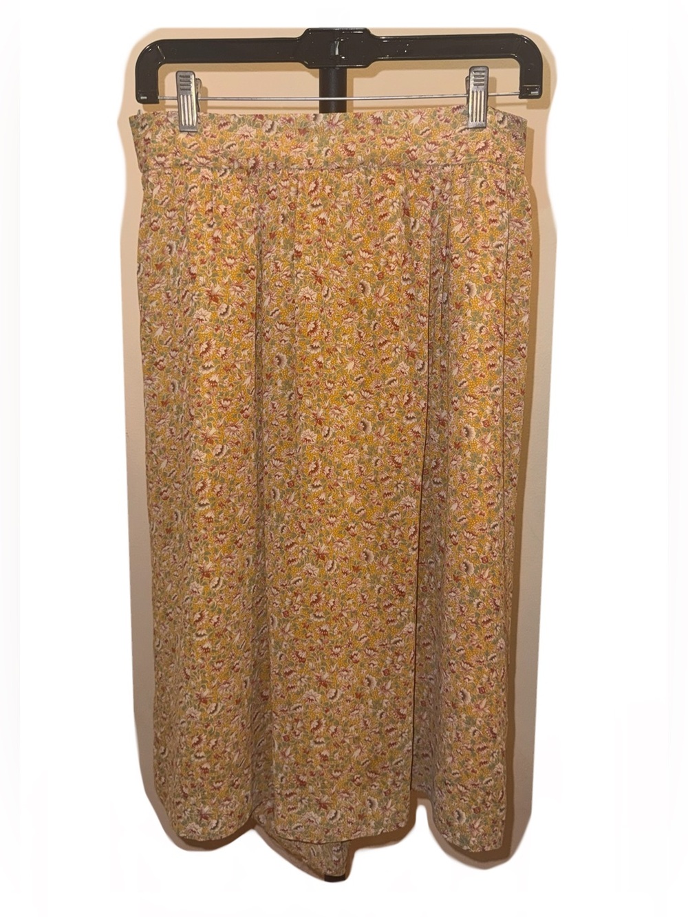 Handmade Vintage Yellow Floral Midi Skirt